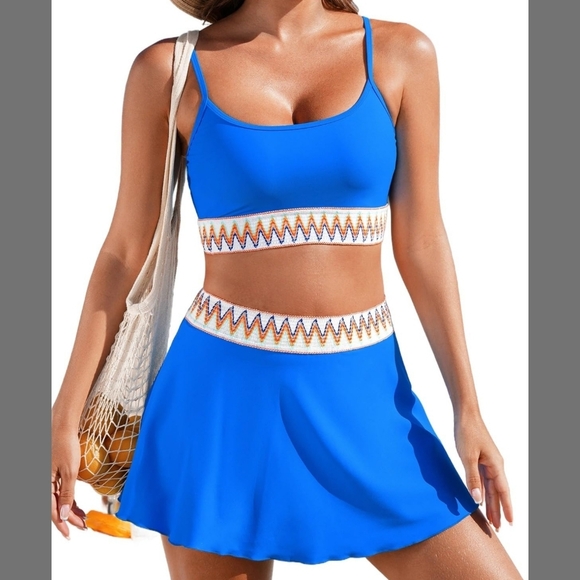 Other - Electric Blue Zigzag Trim Swim Set – Size Small